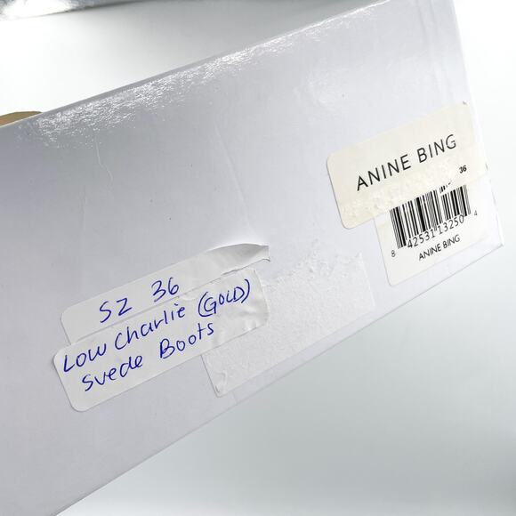 Anine Bing Low Charlie Boots Black Suede Gold Studded Ankle Flat Sz 36 / 6 US - Picture 15 of 15